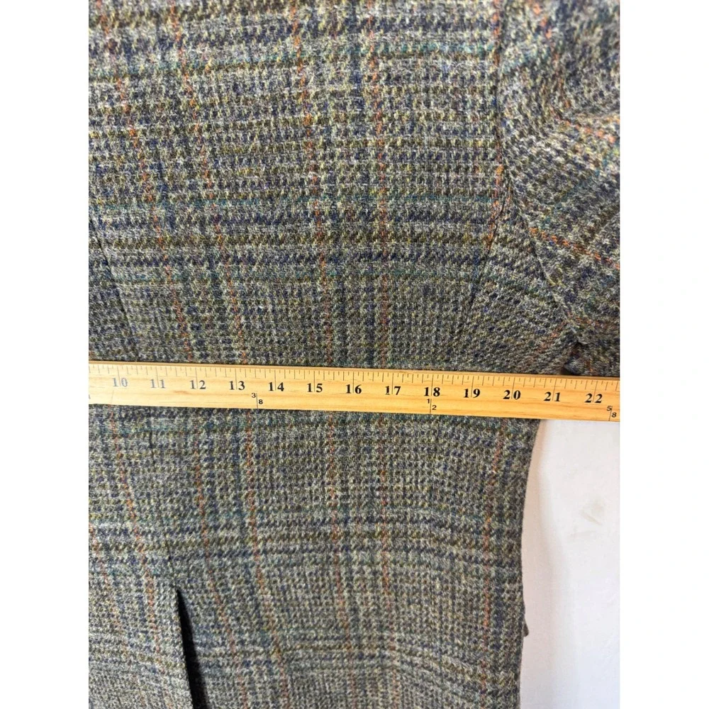 Harris Tweed Mens 40 Regular Glen Plaid Wool Blazer Jacket Green Brown Scotland